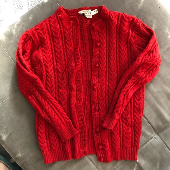 Vintage Red Cardigan Wool - Picture 3 of 8